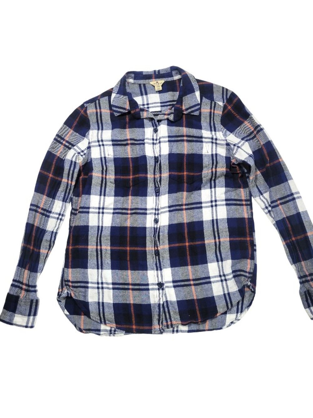 Woolrich Flannel Button Up Shirt Womens Medium Blue White Rugged Gorpcore- CL009